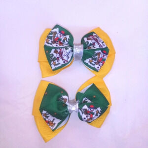 Christmas girls bow handmade (box pink #1)